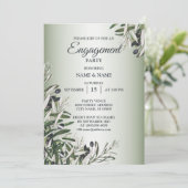 Green Leaves Black Olive Engagement Party Kaart (Staand voorkant)
