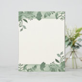 Green Leaves Border Stationery Briefhoofd (Staand voorkant)