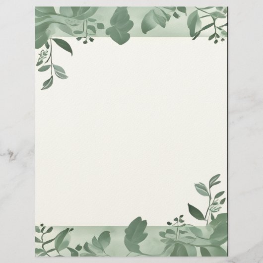 Green Leaves Border Stationery Briefhoofd (Voorkant)