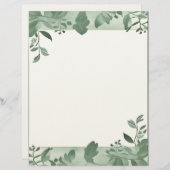 Green Leaves Border Stationery Briefhoofd (Voorkant / Achterkant)