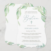 Green Leaves Boy Baptism-ceremonie en party Kaart (Voorkant / Achterkant)
