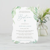 Green Leaves Boy Baptism-ceremonie en party Kaart (Staand voorkant)