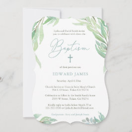 Green Leaves Boy Baptism-ceremonie en party Kaart