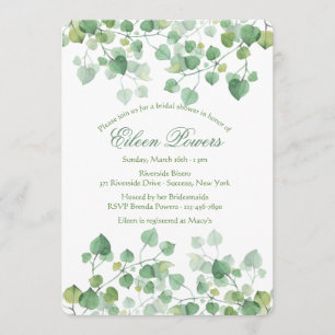 Green Leaves Bridal Shower Uitnodiging