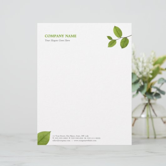 Green Leaves briefhead Briefhoofd (Staand voorkant)