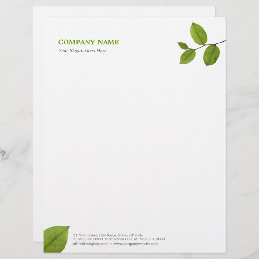 Green Leaves briefhead Briefhoofd (Voorkant / Achterkant)