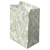 Green Leaves Chic Birthday Medium Cadeauzakje (Voorkant Gekanteld)