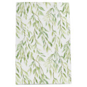 Green Leaves Chic Birthday Medium Cadeauzakje (Voorkant)