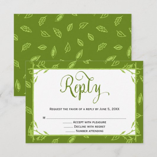 Green Leaves Christelijk Wedding Reply Kaart (Voorkant / Achterkant)