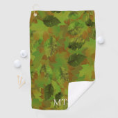 Green Leaves Custom Monogram or Name Camo Golfhanddoek (Insitu)