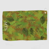 Green Leaves Custom Monogram or Name Camo Golfhanddoek (Horizontaal)