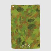 Green Leaves Custom Monogram or Name Camo Golfhanddoek (Voorkant)