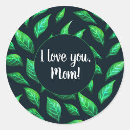 Green Leaves Dark Botanical Love Mam Ronde Sticker
