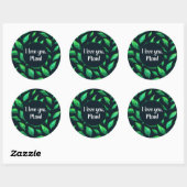 Green Leaves Dark Botanical Love Mam Ronde Sticker (Vel)