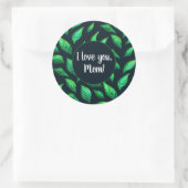 Green Leaves Dark Botanical Love Mam Ronde Sticker (Tas)