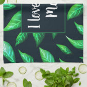 Green Leaves Dark Botanical Love Mam Theedoek (Gevouwen)