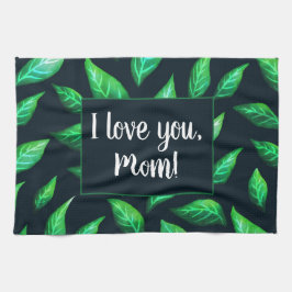 Green Leaves Dark Botanical Love Mam Theedoek