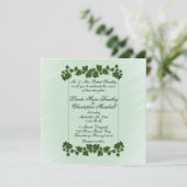 Green Leaves en Mint Wedding Invitation Kaart (Staand voorkant)