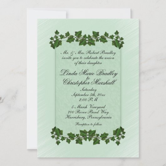 Green Leaves en Mint Wedding Invitation Kaart (Voorkant)