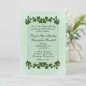 Green Leaves en Mint Wedding Invitation Kaart (Staand voorkant)
