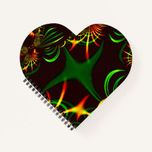Green leaves en yellow fire-colored curves notitieboek