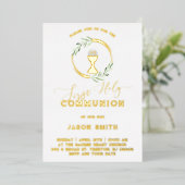 green leaves First Holy Communion Foil Invitation Folie Uitnodiging (Staand Voorkant)
