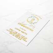 green leaves First Holy Communion Foil Invitation Folie Uitnodiging (Gedraaid)