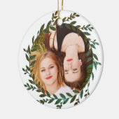 Green Leaves Foil Effect Photo Ornament (Links)