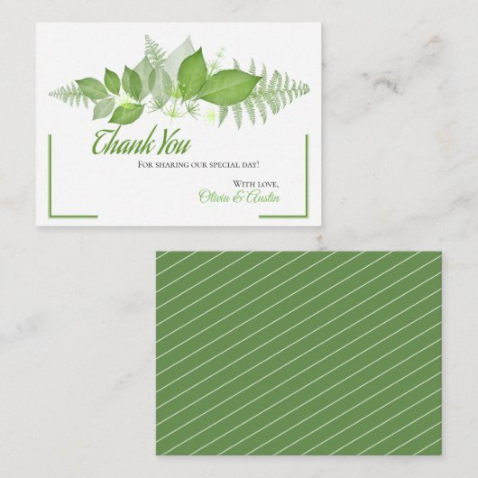 Green Leaves Foliage Botanical Bedankt Informatiekaartje (Voorkant / Achterkant)