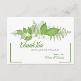 Green Leaves Foliage Botanical Bedankt Informatiekaartje