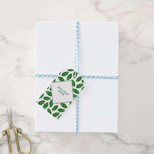 Green Leaves Foliage Pattern Cadeaulabel (Met Touw)