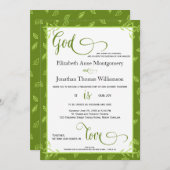 Green Leaves God is Love Christelijk Wedding Kaart (Voorkant / Achterkant)