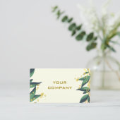 Green Leaves Gold Wreath Lijst Modern Professional Visitekaartje (Staand voorkant)