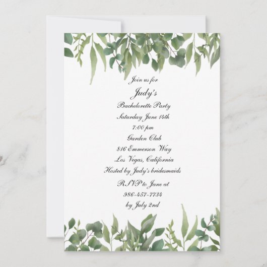 Green Leaves Greenery Foliage Bachelorette Kaart (Voorkant)
