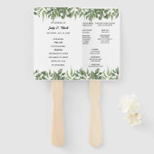 Green Leaves Greenery Foliage Wedding Programme Handwaaier (Voorkant en achterkant)