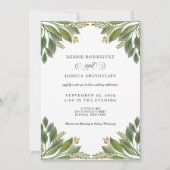 Green Leaves Greenery Wedding Invitation  Kaart (Voorkant)