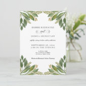 Green Leaves Greenery Wedding Invitation  Kaart (Staand voorkant)