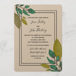 Green Leaves Invitation Kaart