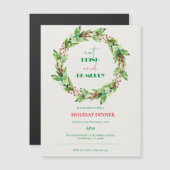 Green Leaves Krans Kerstfeest Uitnodiging (Voorkant / Achterkant)