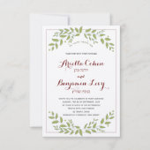 Green Leaves leaf Hebrew Jewish Wedding nodigen Kaart (Voorkant)
