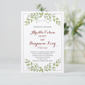 Green Leaves leaf Hebrew Jewish Wedding nodigen Kaart (Staand voorkant)