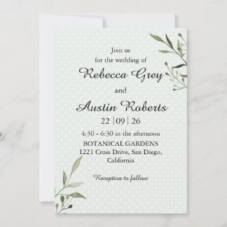 Green Leaves Modern  Minimalist Greenery Wedding Kaart