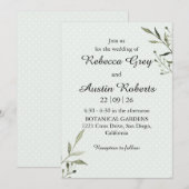 Green Leaves Modern  Minimalist Greenery Wedding Kaart (Voorkant / Achterkant)