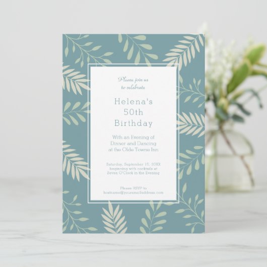 Green Leaves Natural Garden 50th Birthday Party Kaart (Staand voorkant)