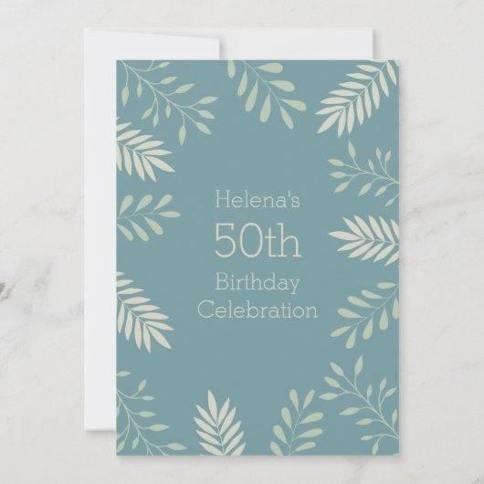 Green Leaves Natural Garden 50th Birthday Party Kaart (Achterkant)