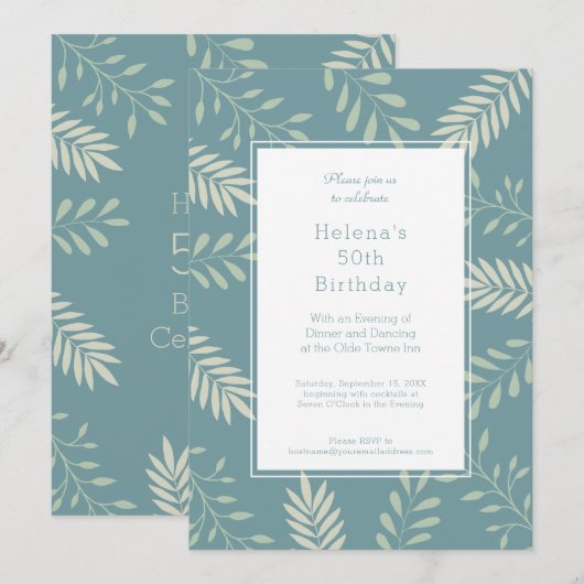 Green Leaves Natural Garden 50th Birthday Party Kaart (Voorkant / Achterkant)