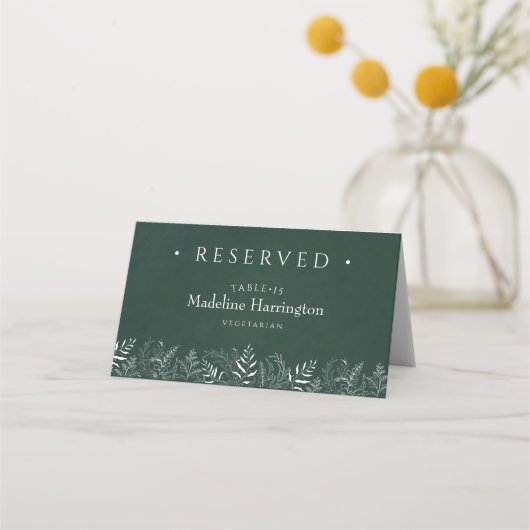 Green  Leaves Nature Inspired Wedding Place Card Plaatskaartje (Voorkant)