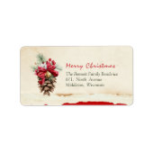 Green Leaves Pine Red Holly Berries retouradres Etiket (Voorkant)