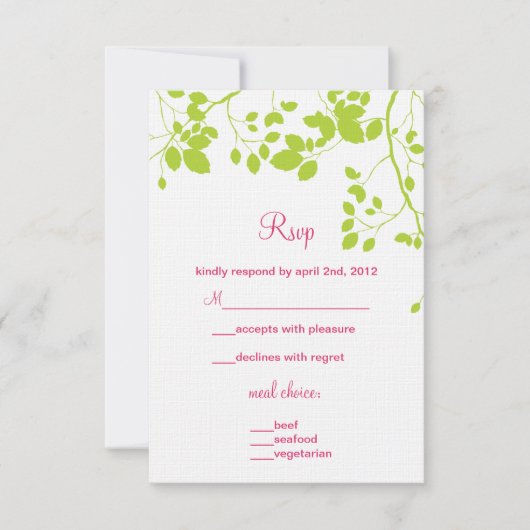 Green Leaves - rsvp kaarten (Voorkant)