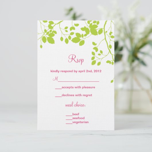 Green Leaves - rsvp kaarten (Staand voorkant)